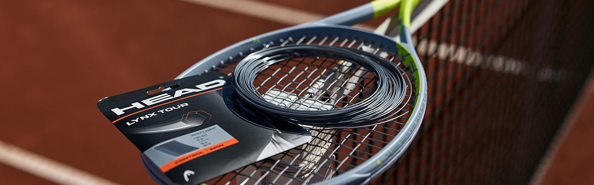 tennis racquet with a tennis strings on top