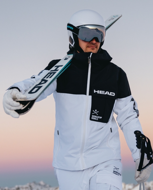 Skier with HEAD RAce White Suit