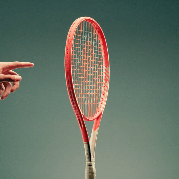 Radical racquet with hand to explain control pattern